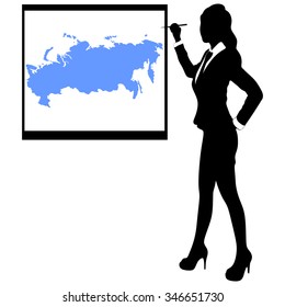 businesswoman showing earth map-Russia