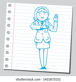 Businesswoman is showing swear gesture.