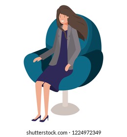 businesswoman sitting in chair avatar character