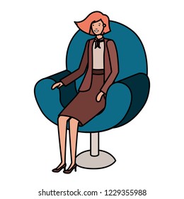 businesswoman sitting in chair avatar character