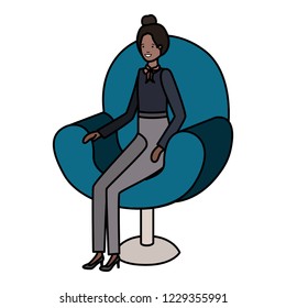 businesswoman sitting in chair avatar character