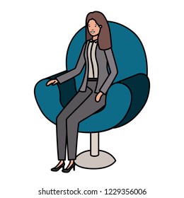 businesswoman sitting in chair avatar character