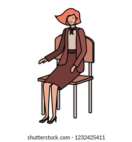 businesswoman sitting in chair avatar character