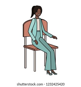 businesswoman sitting in chair avatar character