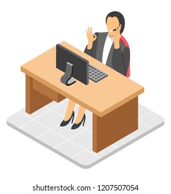 
A businesswoman sitting in front of computer in her office 
