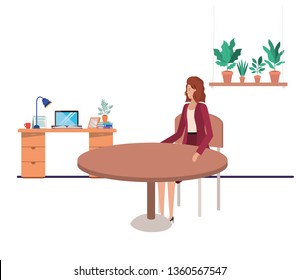 businesswoman sitting in the living room