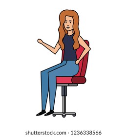 businesswoman sitting in office chair character