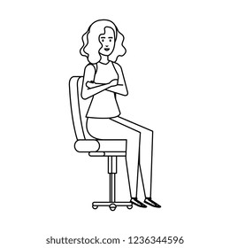 businesswoman sitting in office chair character businesswoman sitting in office chair character