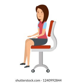 businesswoman sitting in office chair character