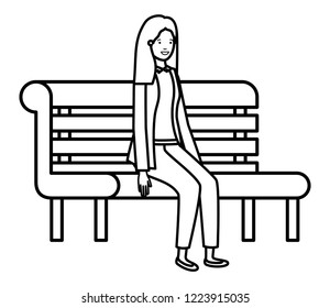 businesswoman sitting in park chair avatar character