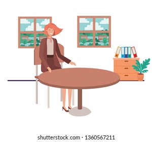 businesswoman sitting with view the landscape by window