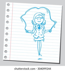 Businesswoman skipping rope