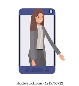 businesswoman in smartphone avatar character