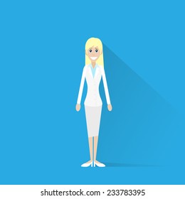 Businesswoman smile, full length business woman flat icon vector illustration