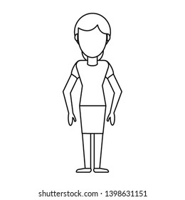 Businesswoman smiling cartoon in black and white