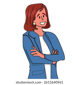 businesswoman smiling gleefully feeling happy satisfied.