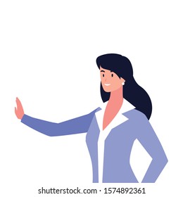 businesswoman smiling on white background vector illustration design