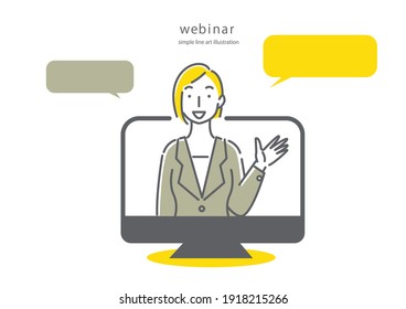 businesswoman speaking on the internet, webinar 