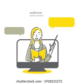 businesswoman speaking on the internet, webinar 