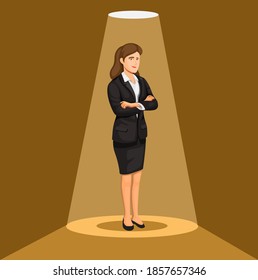 Businesswoman standing, female career and profession character concept in cartoon illustration vector