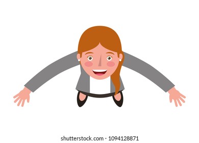 businesswoman standing looking up top view