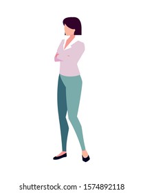 businesswoman standing on white background vector illustration design