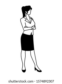 businesswoman standing on white background vector illustration design