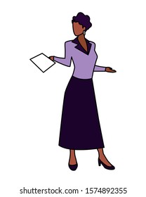 businesswoman standing on white background vector illustration design