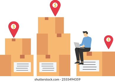 Businesswoman start a business at home, online business, E-commerce, open shop online, virtual store, Vector illustration design concept in flat style