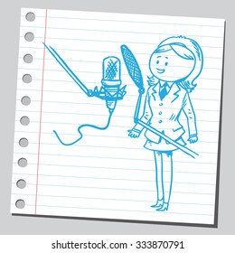Businesswoman and studio microphone
