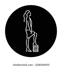 Businesswoman studying color line icon. Female entrepreneur. Pictogram for web page, mobile app, promo.