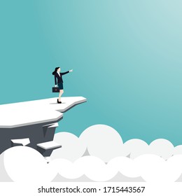 Businesswoman and success. business investment direction. strategy and planning concept. achievement. startup. symbol of goal. vector illustration flat design