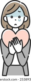 A businesswoman in a suit with a heart condition.