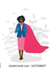 Businesswoman superhero. Vector illustration for web banner, infographics, mobile. Superwoman. 