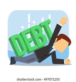 businesswoman suppressed by debt