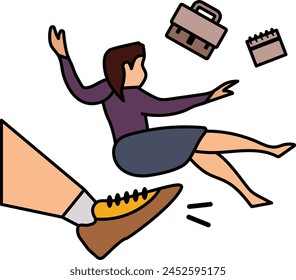 businesswoman symbolizing job dismissal concept, Challenges of loosing job vector icon design, out of work symbol, Layoff sign, Unwaged stock illustration