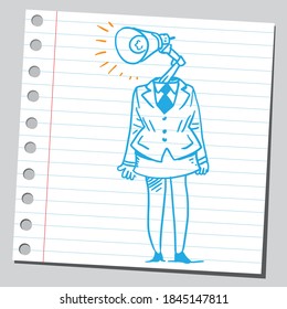 Businesswoman table lamp. Sketchy illustration.