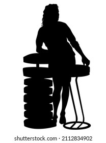 Businesswoman at table on white background