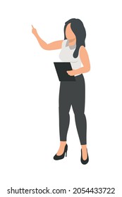 businesswoman with tablet standing character