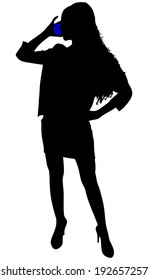 Businesswoman talking on mobile phone, vector