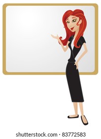 Businesswoman or Teacher with Whiteboard