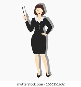 Businesswoman teaching. Creative idea design. Flat vector illustration for template, brochure or presentation.