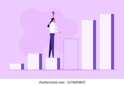 Businesswoman Thinks Over How To Overcome Obstacles On The Way To Business Success. Hurdle On Way Concept. Overcome Obstacles. Business Competition.