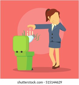 businesswoman throwing stink idea