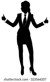 businesswoman with thumbs up