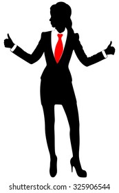 businesswoman with thumbs up