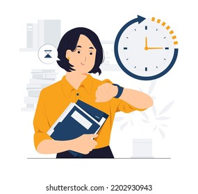 Businesswoman Time management concept illustration