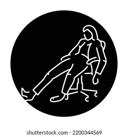 Businesswoman tired color line icon. Female entrepreneur. Pictogram for web page, mobile app, promo.