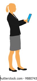 businesswoman touch tablet pc - vector illustration