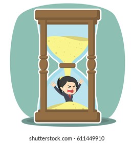 businesswoman trapped in hourglass
